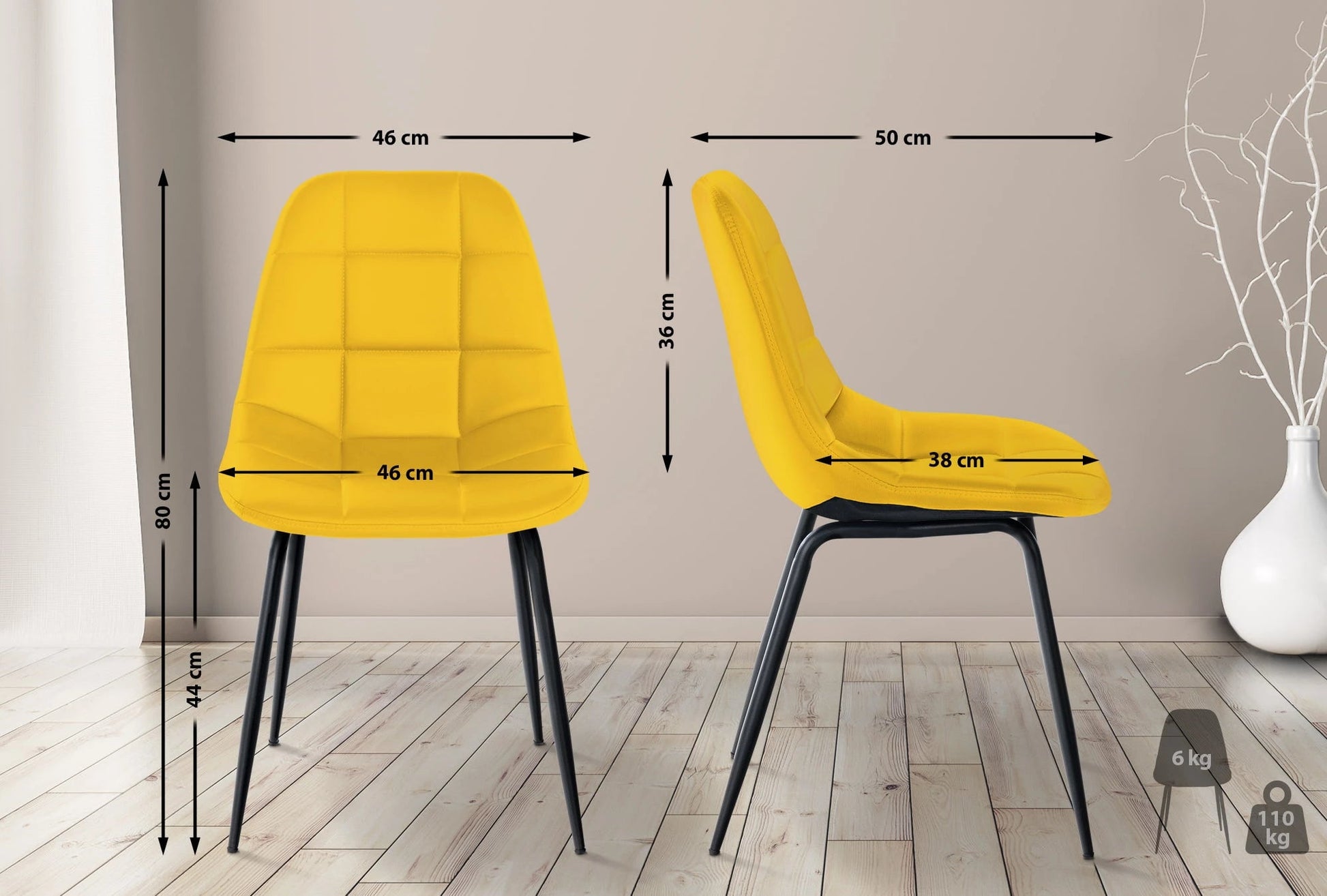 In And OutdoorMatch Eetkamerstoelen Bridger - Geel - Set van 2 - Kunstleer - Hoogwaardige bekleding - Luxe eetkamerstoel - Stijlvolle uitstraling Eetkamerstoel
