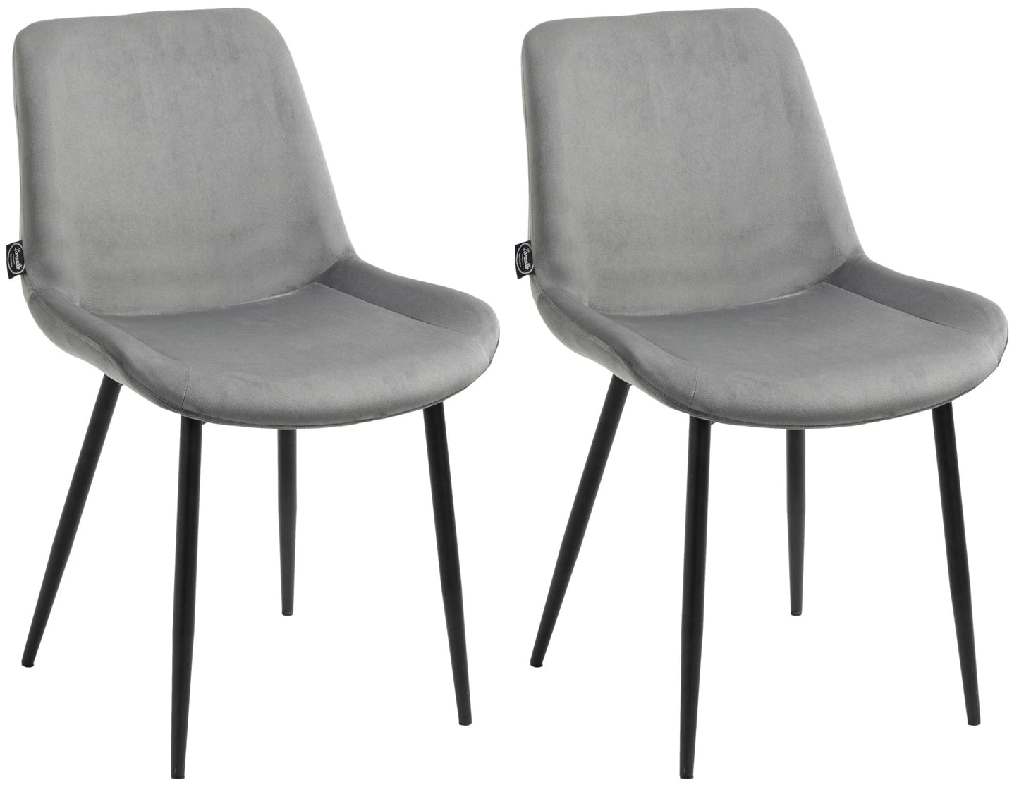 In And OutdoorMatch Eetkamerstoelen Zoe - Grijs - Set van 2 - Fluweel - Hoge kwaliteit bekleding - Stijlvolle eetkamerstoelen - Luxe uitstraling Eetkamerstoel