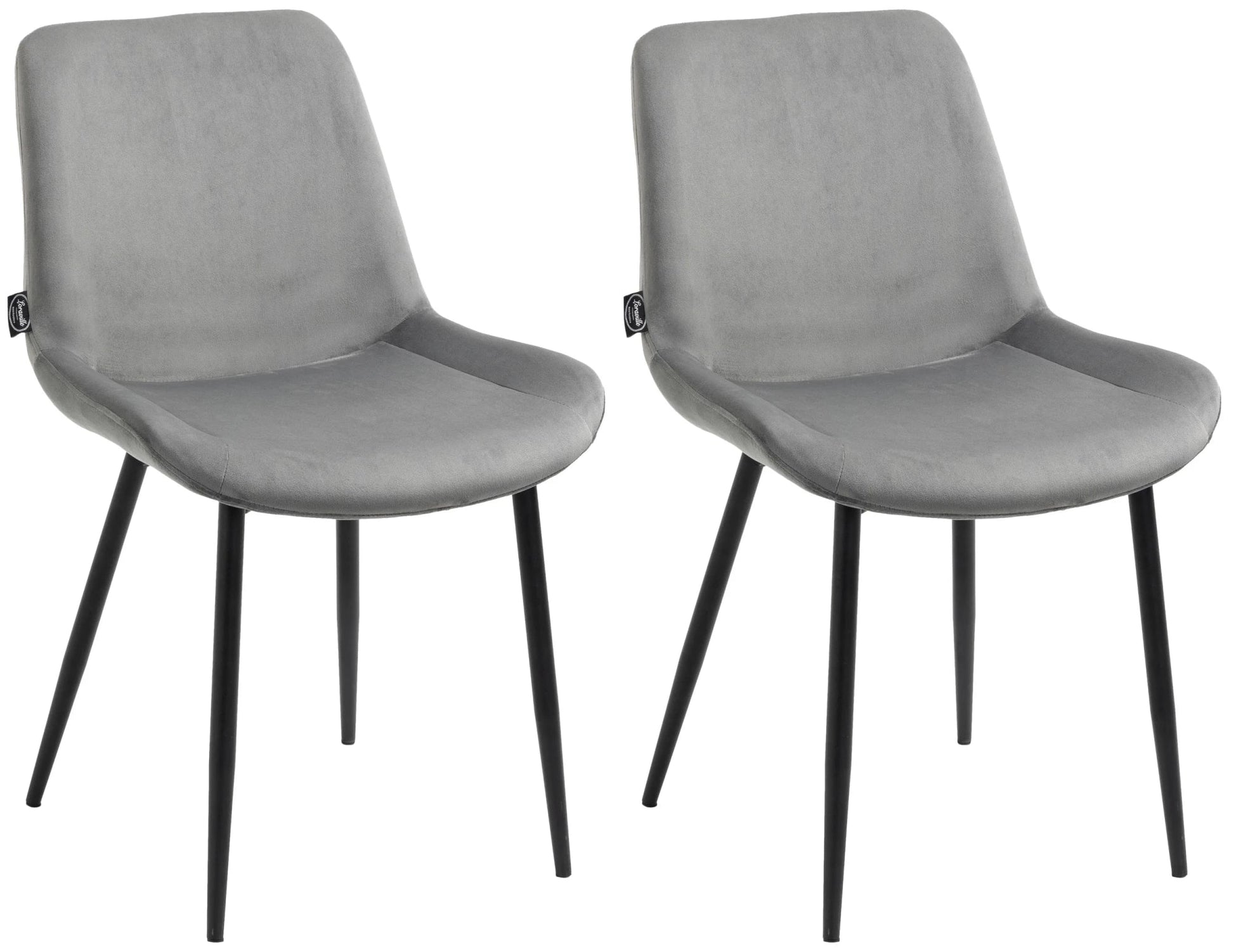 In And OutdoorMatch Eetkamerstoelen Zoe - Grijs - Set van 2 - Fluweel - Hoge kwaliteit bekleding - Stijlvolle eetkamerstoelen - Luxe uitstraling Eetkamerstoel