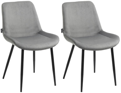 In And OutdoorMatch Eetkamerstoelen Zoe - Grijs - Set van 2 - Fluweel - Hoge kwaliteit bekleding - Stijlvolle eetkamerstoelen - Luxe uitstraling Eetkamerstoel