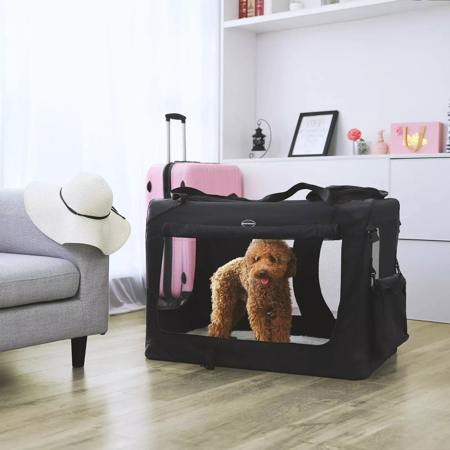 In And OutdoorMatch Hondenbench XXL deluxe Joska - Bench voor honden - Opvouwbaar - Zwart - 69x102x69cm Honden Bench