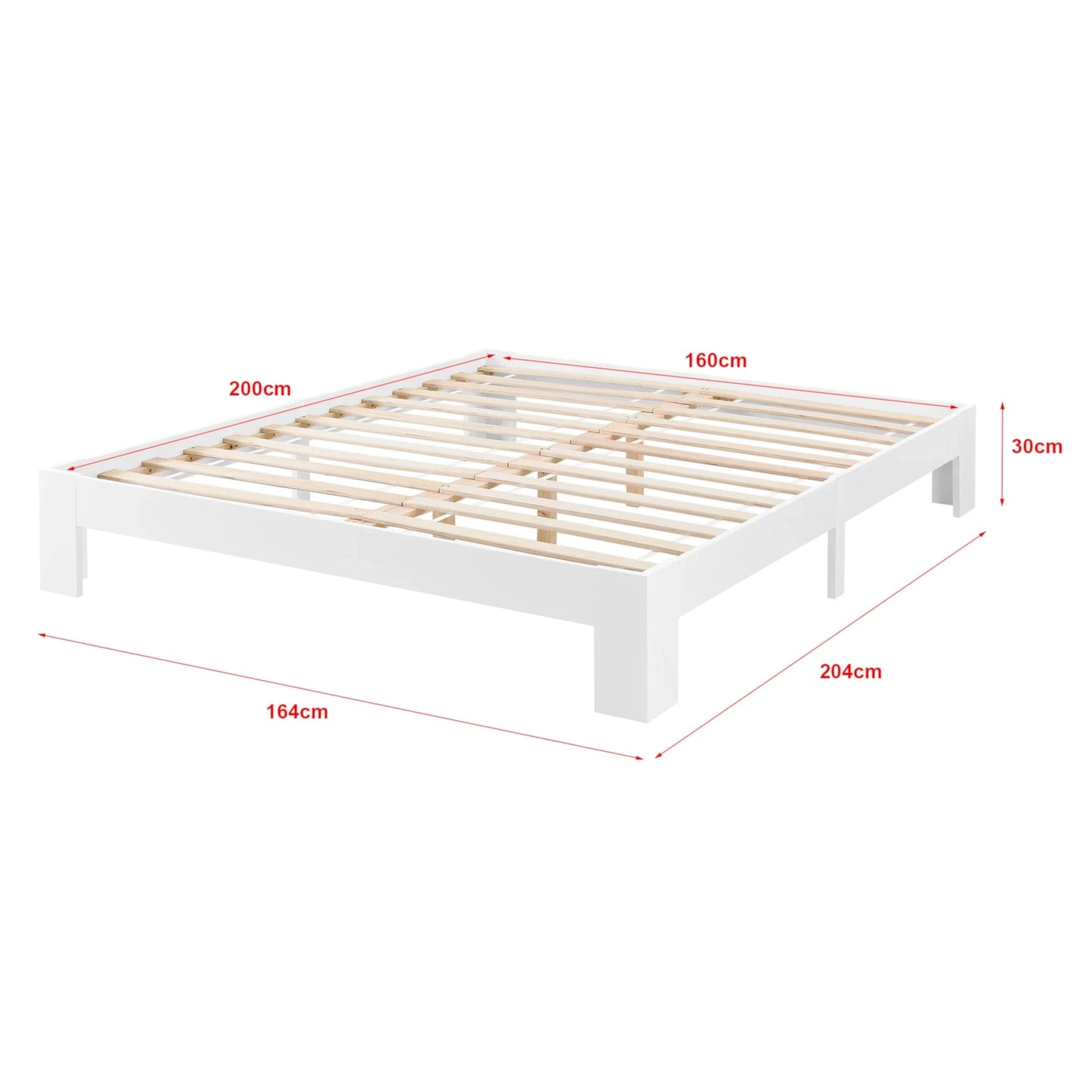 In And OutdoorMatch Houten Bed Abraham - Grenen - Met Bedbodem - 160x200 cm - Wit - Snelle Montage bed twee personen