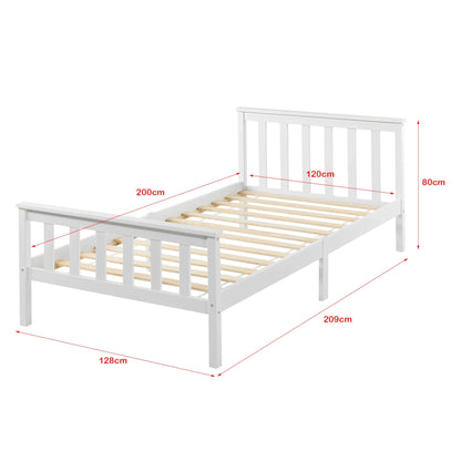 In And OutdoorMatch Houten Bed Alfonso - Met Bedbodem - 120x200 cm - Wit - Snelle Montage Eén persoon slapen