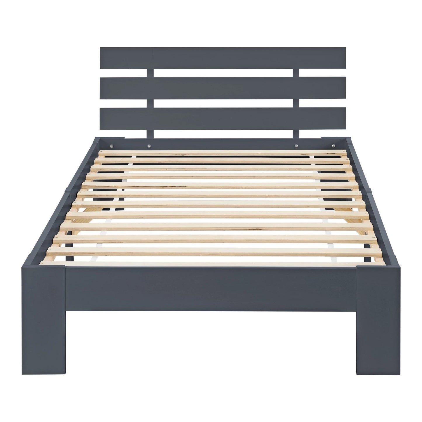 In And OutdoorMatch Houten Bed Audrey - Grenen - Met Bedbodem - 80x200 cm - Donkergrijs - Snelle montage bed twee personen