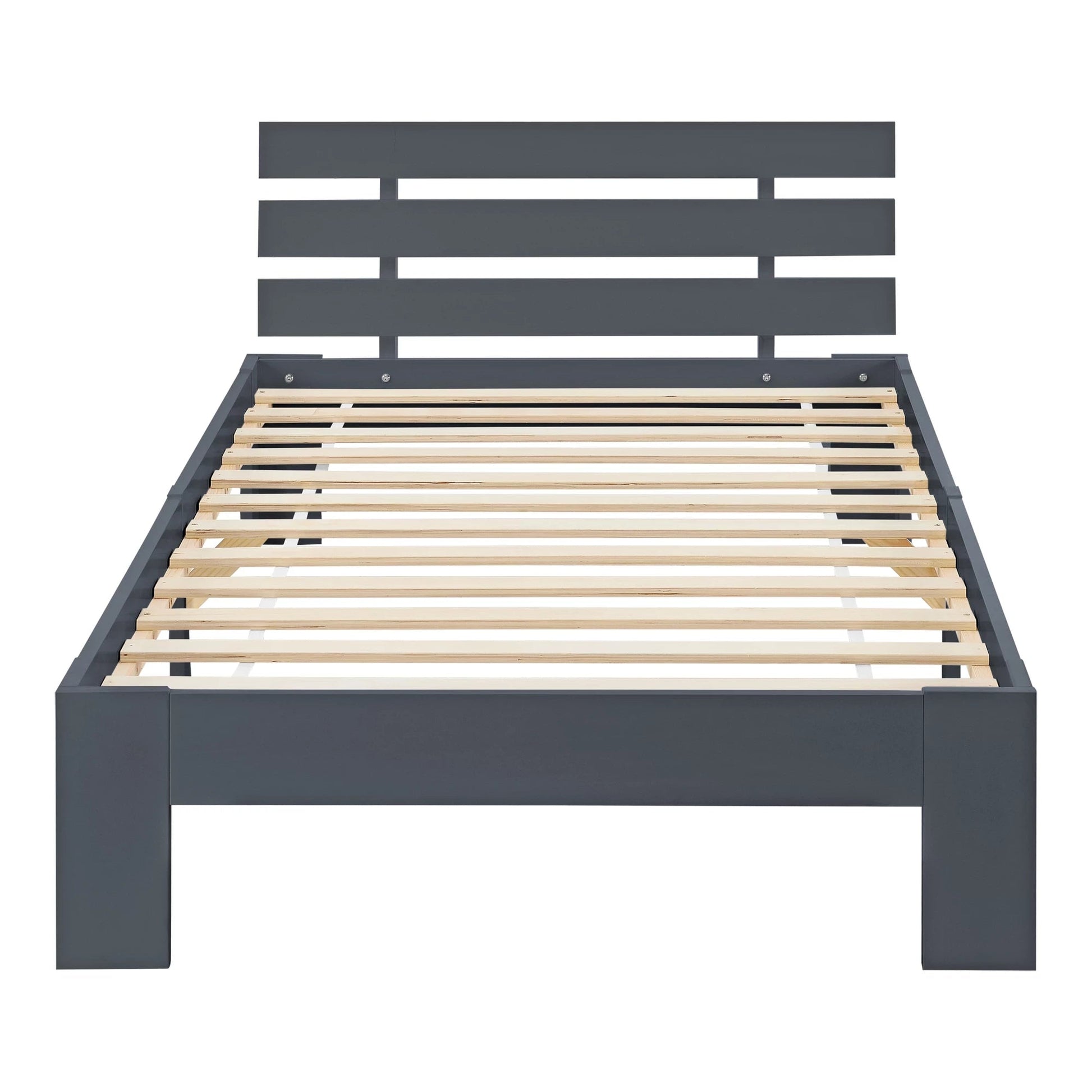 In And OutdoorMatch Houten Bed Audrey - Grenen - Met Bedbodem - 80x200 cm - Donkergrijs - Snelle montage bed twee personen