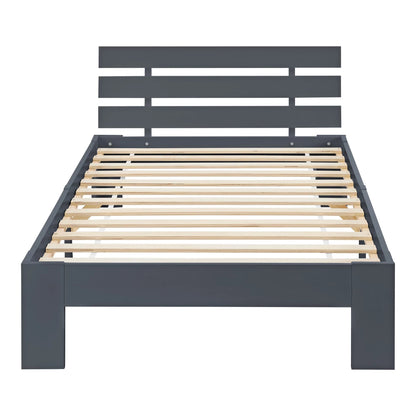 In And OutdoorMatch Houten Bed Audrey - Grenen - Met Bedbodem - 80x200 cm - Donkergrijs - Snelle montage bed twee personen