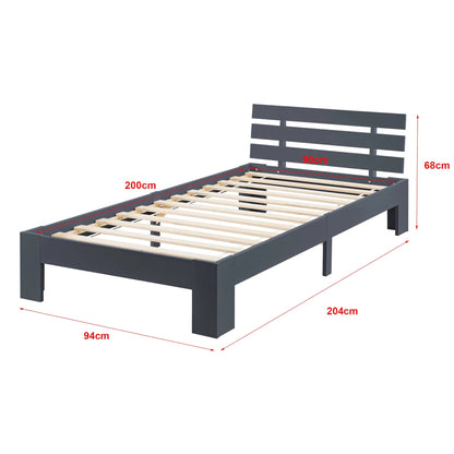 In And OutdoorMatch Houten Bed Audrey - Grenen - Met Bedbodem - 80x200 cm - Donkergrijs - Snelle montage bed twee personen