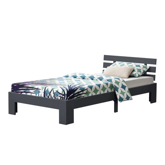 In And OutdoorMatch Houten Bed Audrey - Grenen - Met Bedbodem - 80x200 cm - Donkergrijs - Snelle montage bed twee personen