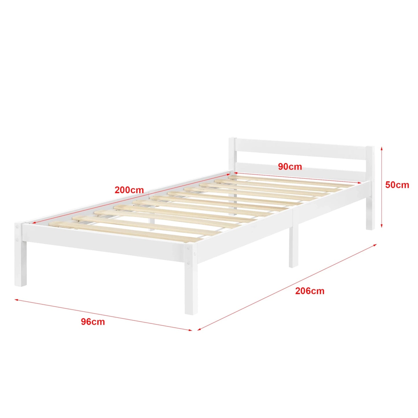 In And OutdoorMatch Houten Bed Celestino - Grenen - Met Bedbodem - 90x200 cm - Wit - Snelle montage Eén persoon slapen