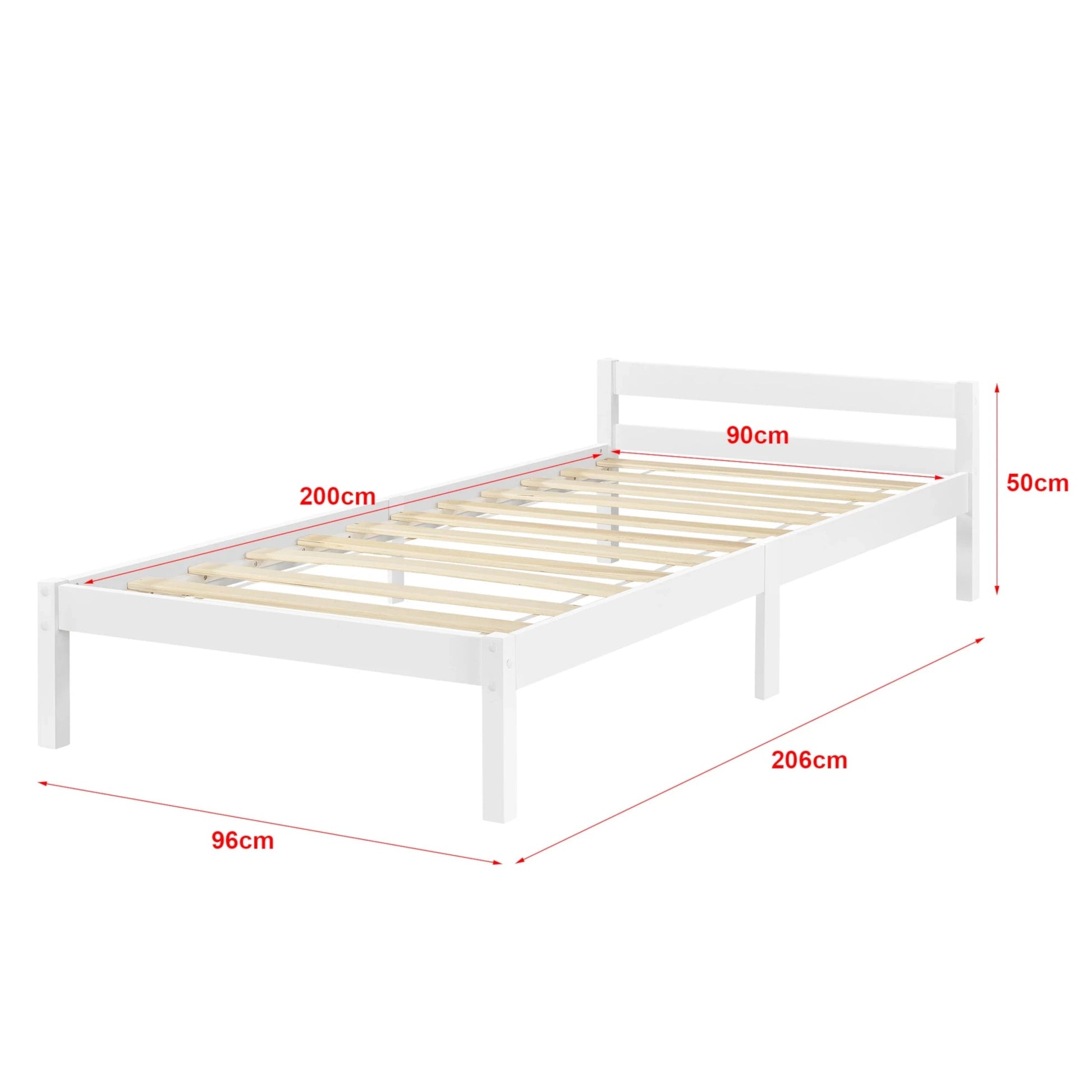 In And OutdoorMatch Houten Bed Celestino - Grenen - Met Bedbodem - 90x200 cm - Wit - Snelle montage Eén persoon slapen