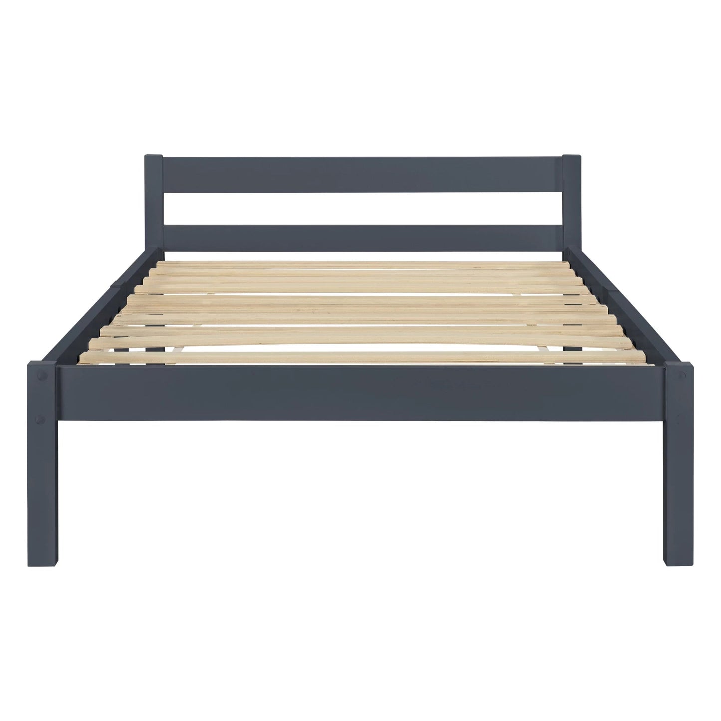 In And OutdoorMatch Houten Bed Chandler - Grenen - Met Bedbodem - 90x200 cm - Donkergrijs - Snelle Montage Eén persoon slapen