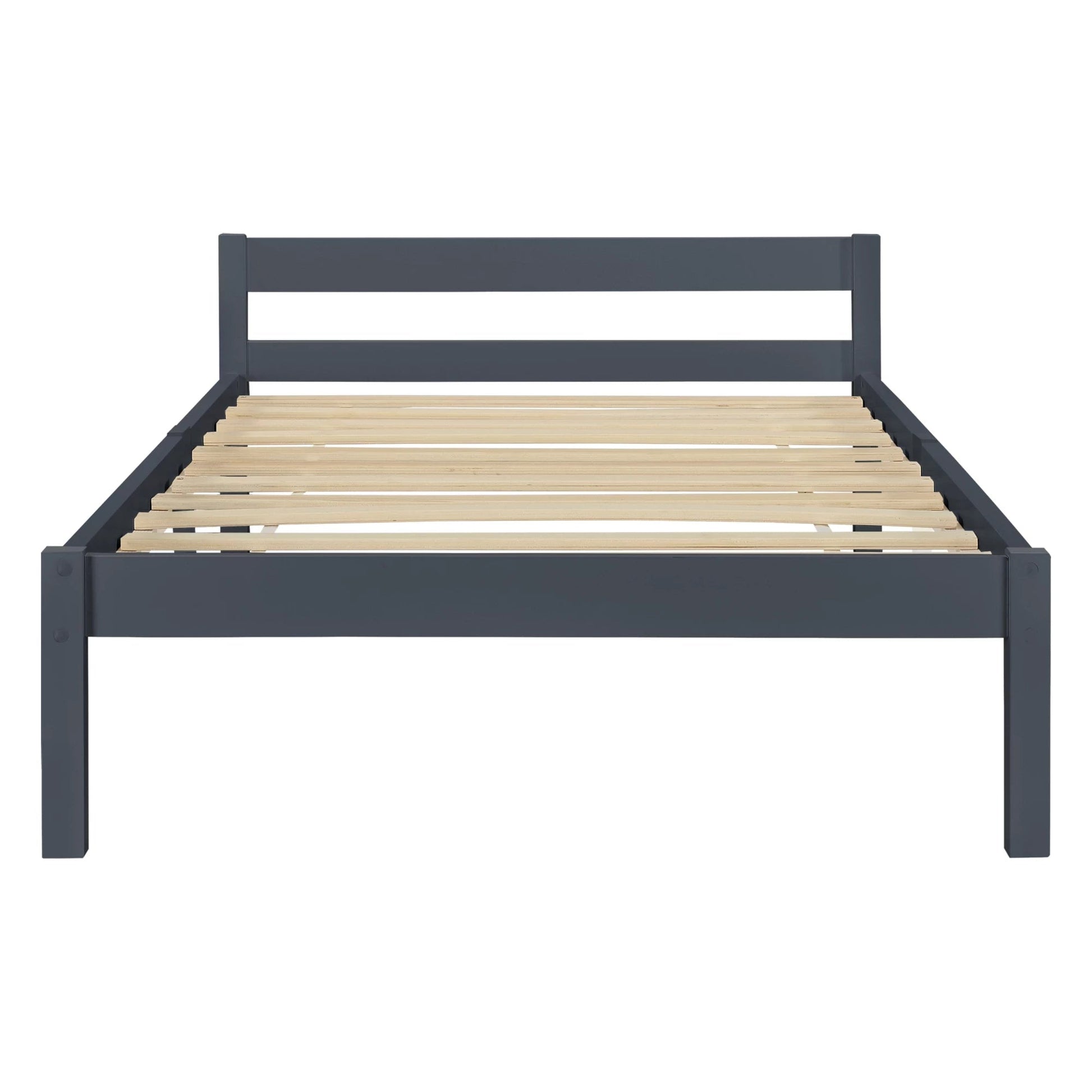 In And OutdoorMatch Houten Bed Chandler - Grenen - Met Bedbodem - 90x200 cm - Donkergrijs - Snelle Montage Eén persoon slapen