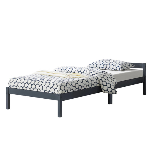 In And OutdoorMatch Houten Bed Chandler - Grenen - Met Bedbodem - 90x200 cm - Donkergrijs - Snelle Montage Eén persoon slapen