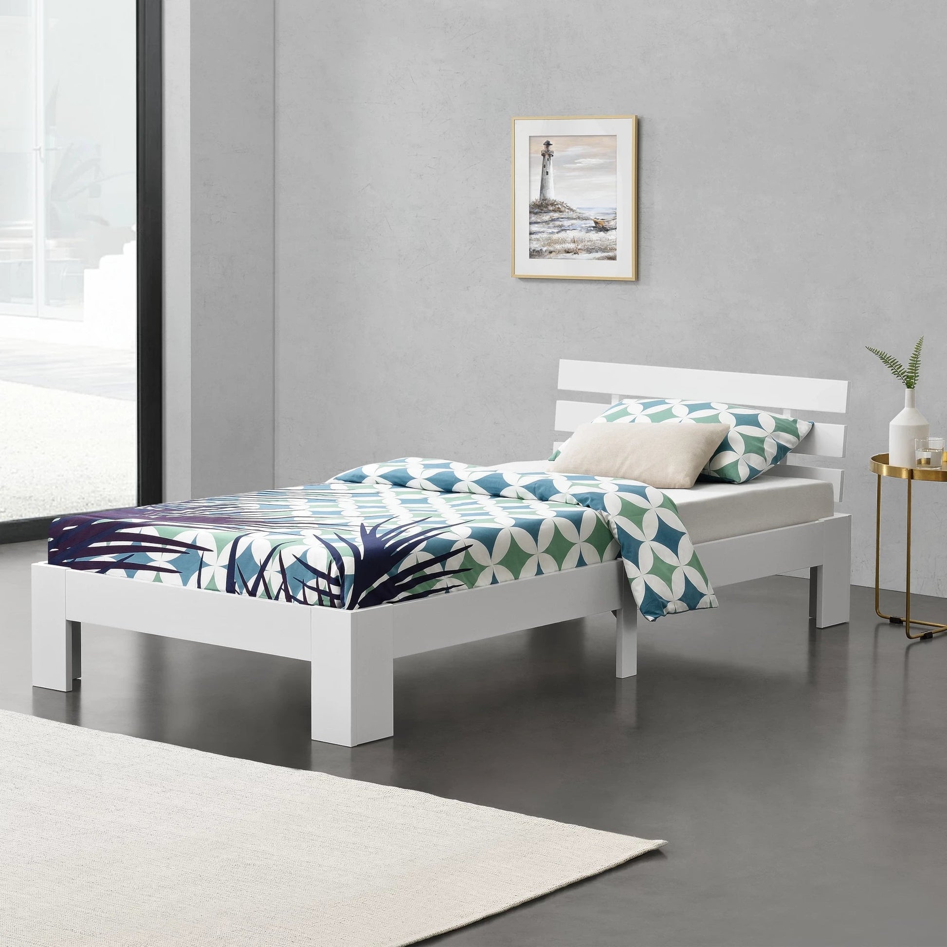 In And OutdoorMatch Houten Bed Daphney - Grenen - Met Bedbodem - 120x200 cm - Wit - Snelle Montage Eén persoon slapen