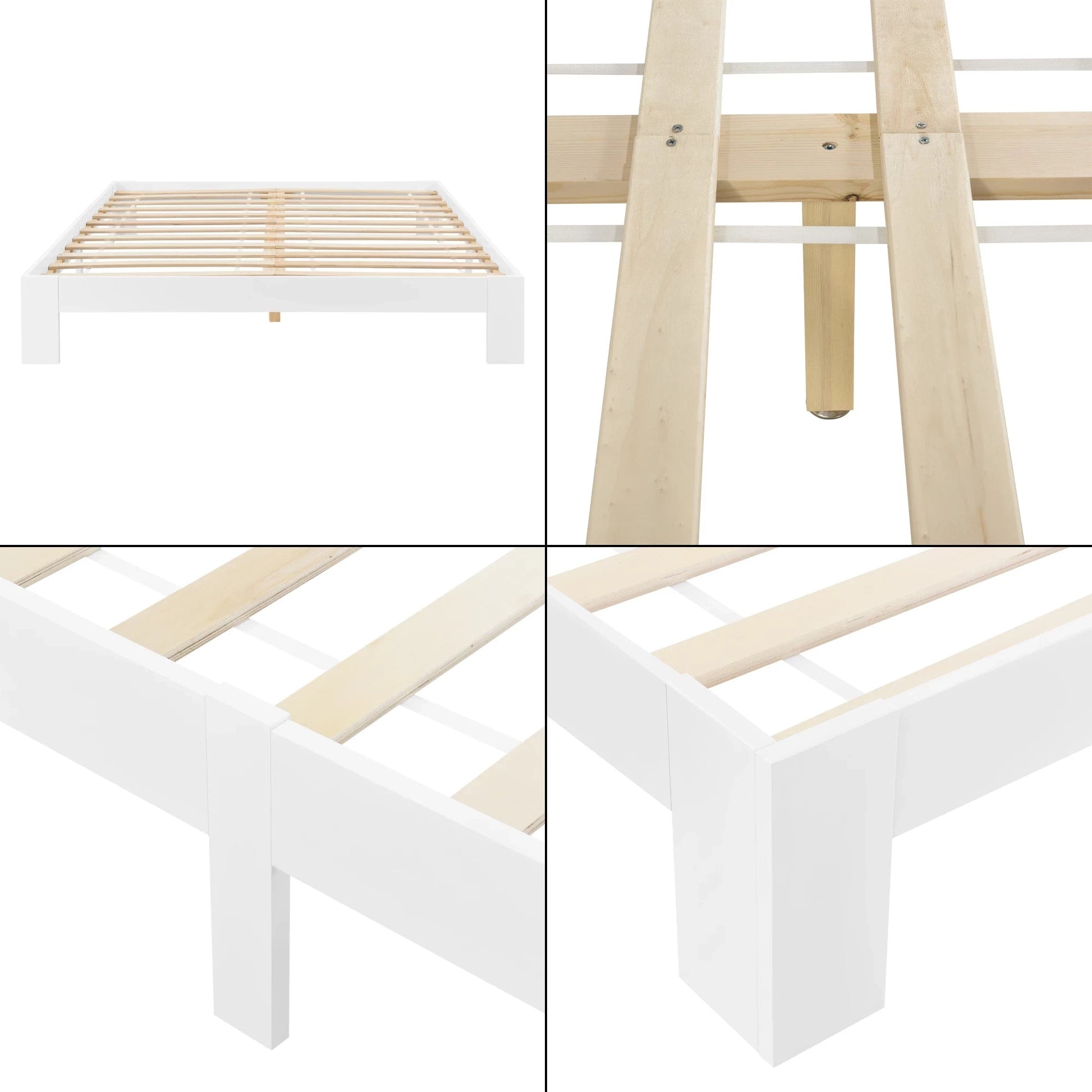 In And OutdoorMatch Houten Bed Doug - Grenen - Met Bedbodem - 140x200 cm - Wit - Snelle Montage bed twee personen