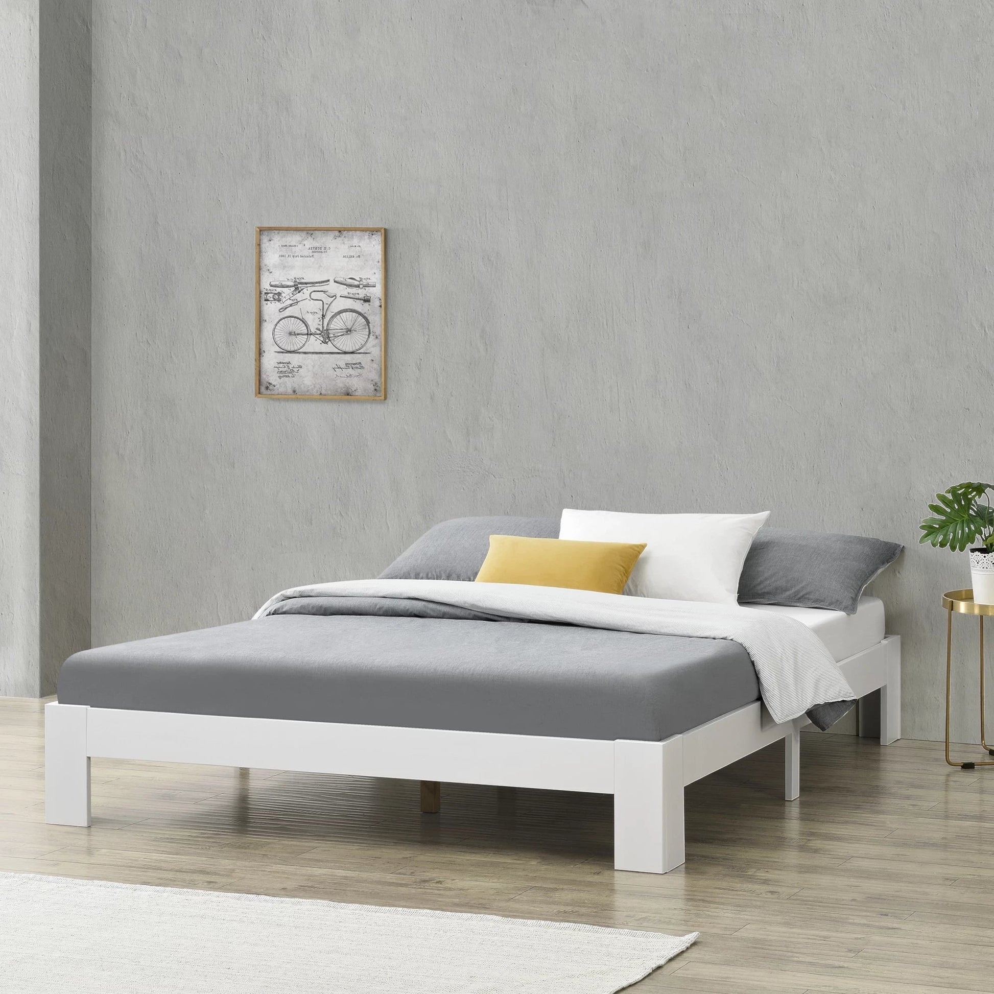 In And OutdoorMatch Houten Bed Doug - Grenen - Met Bedbodem - 140x200 cm - Wit - Snelle Montage bed twee personen