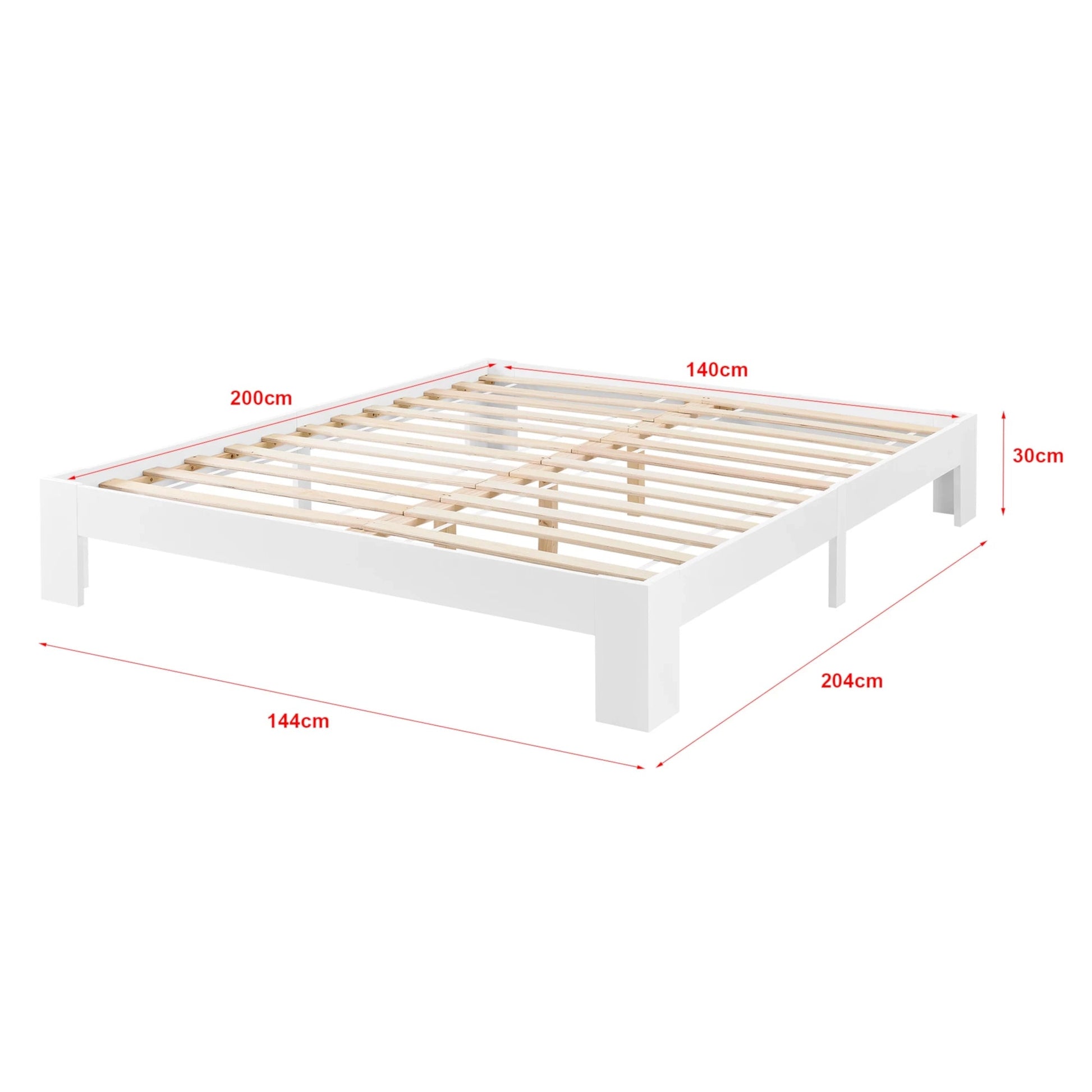 In And OutdoorMatch Houten Bed Doug - Grenen - Met Bedbodem - 140x200 cm - Wit - Snelle Montage bed twee personen
