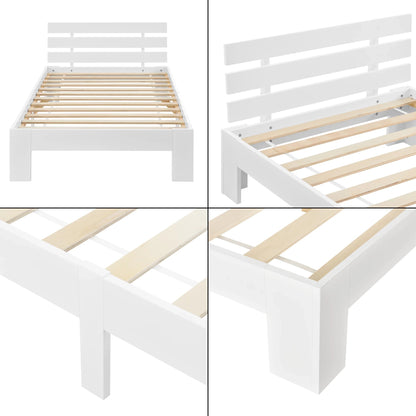 In And OutdoorMatch Houten Bed Evert - Grenen - Met Bedbodem - 90x200 cm - Wit - Snelle Montage Eén persoon slapen