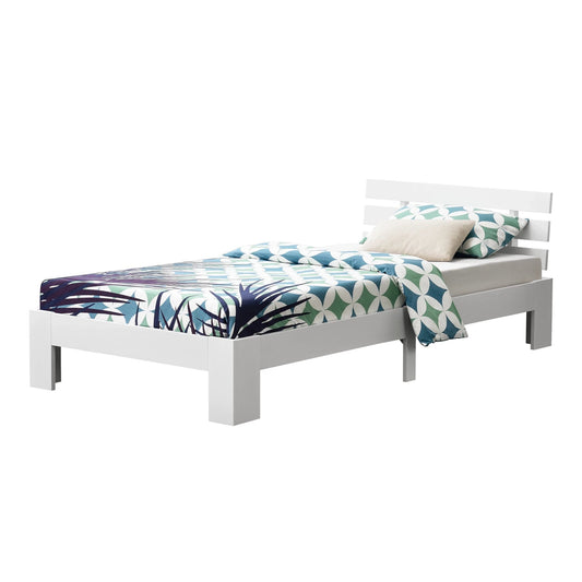 In And OutdoorMatch Houten Bed Evert - Grenen - Met Bedbodem - 90x200 cm - Wit - Snelle Montage Eén persoon slapen