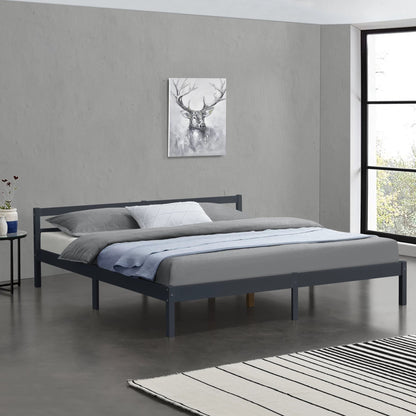 In And OutdoorMatch Houten Bed Fernando - Grenen - Met Bedbodem - 180x200 cm - Donkergrijs - Snelle montage bed twee personen
