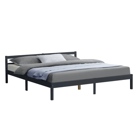 In And OutdoorMatch Houten Bed Fernando - Grenen - Met Bedbodem - 180x200 cm - Donkergrijs - Snelle montage bed twee personen