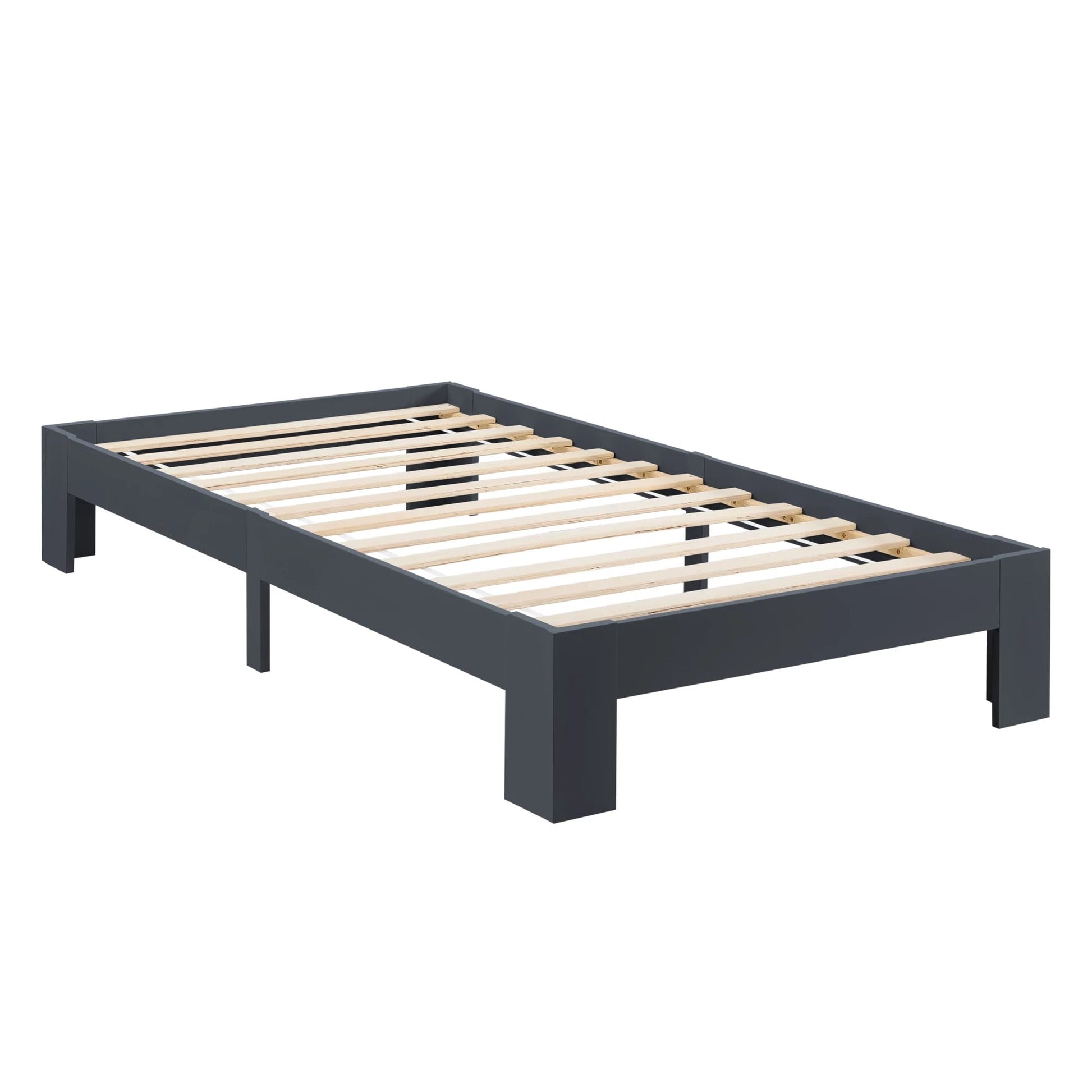 In And OutdoorMatch Houten Bed Flossie - Grenen - Met Bedbodem - 120x200 cm - Donkergrijs - Snelle Montage Eén persoon slapen