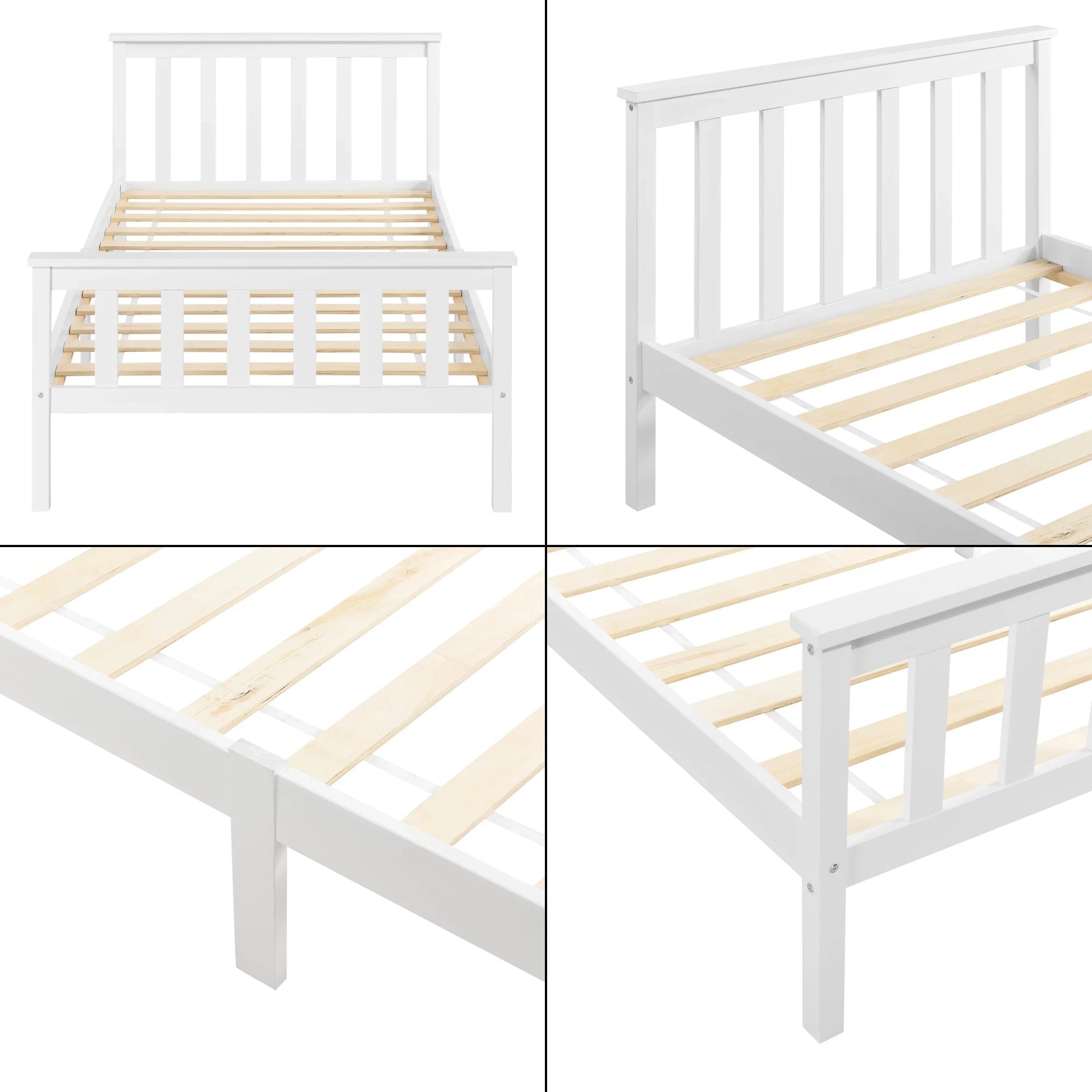 In And OutdoorMatch Houten Bed Gregg - Met Bedbodem - 100x200 cm - Wit - Snelle Montage Eén persoon slapen