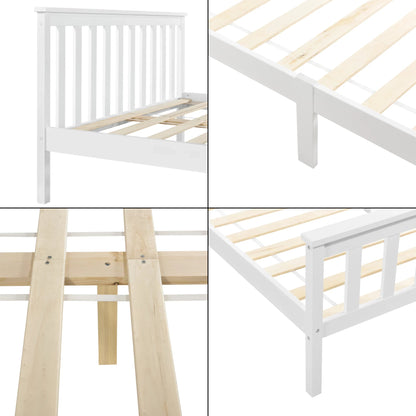 In And OutdoorMatch Houten Bed Jeffry - Met Bedbodem - 140x200 cm - Wit - Snelle Montage Eén persoon slapen