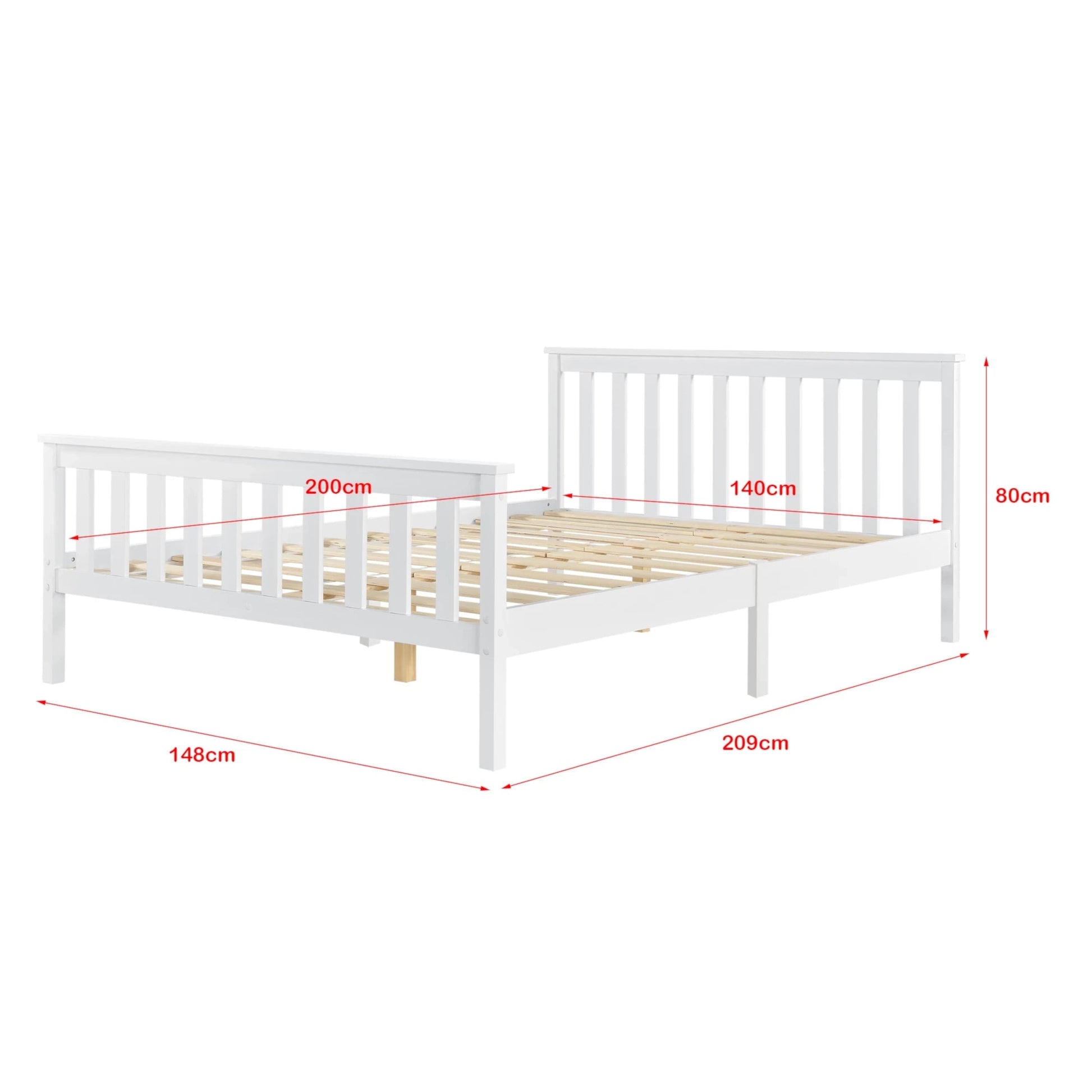 In And OutdoorMatch Houten Bed Jeffry - Met Bedbodem - 140x200 cm - Wit - Snelle Montage Eén persoon slapen