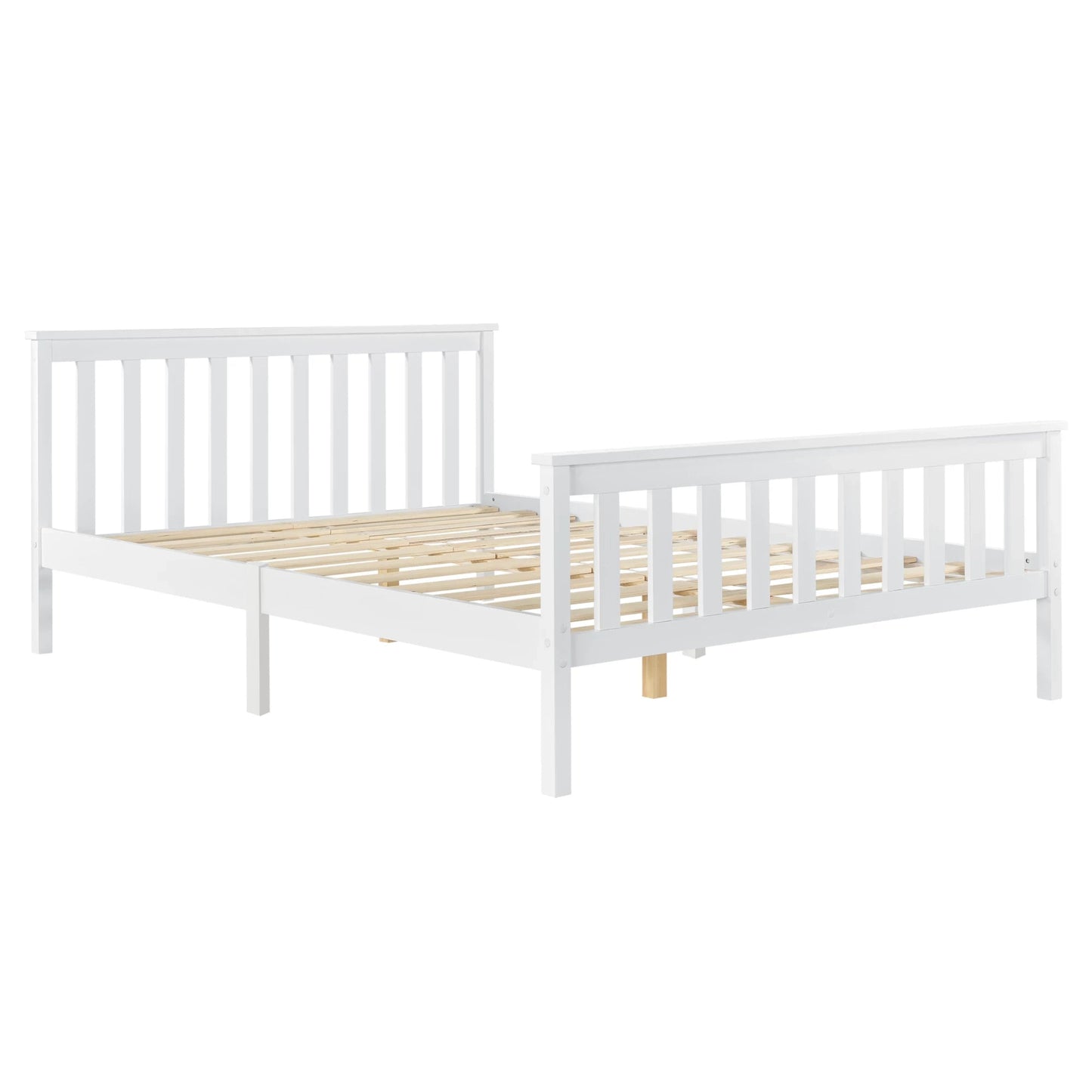 In And OutdoorMatch Houten Bed Jeffry - Met Bedbodem - 140x200 cm - Wit - Snelle Montage Eén persoon slapen