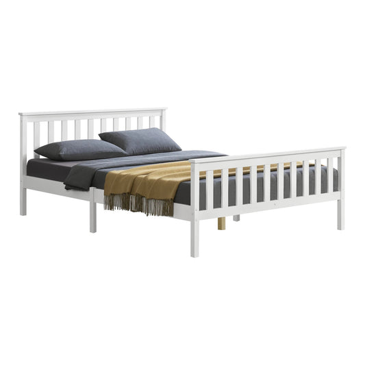 In And OutdoorMatch Houten Bed Jeffry - Met Bedbodem - 140x200 cm - Wit - Snelle Montage Eén persoon slapen
