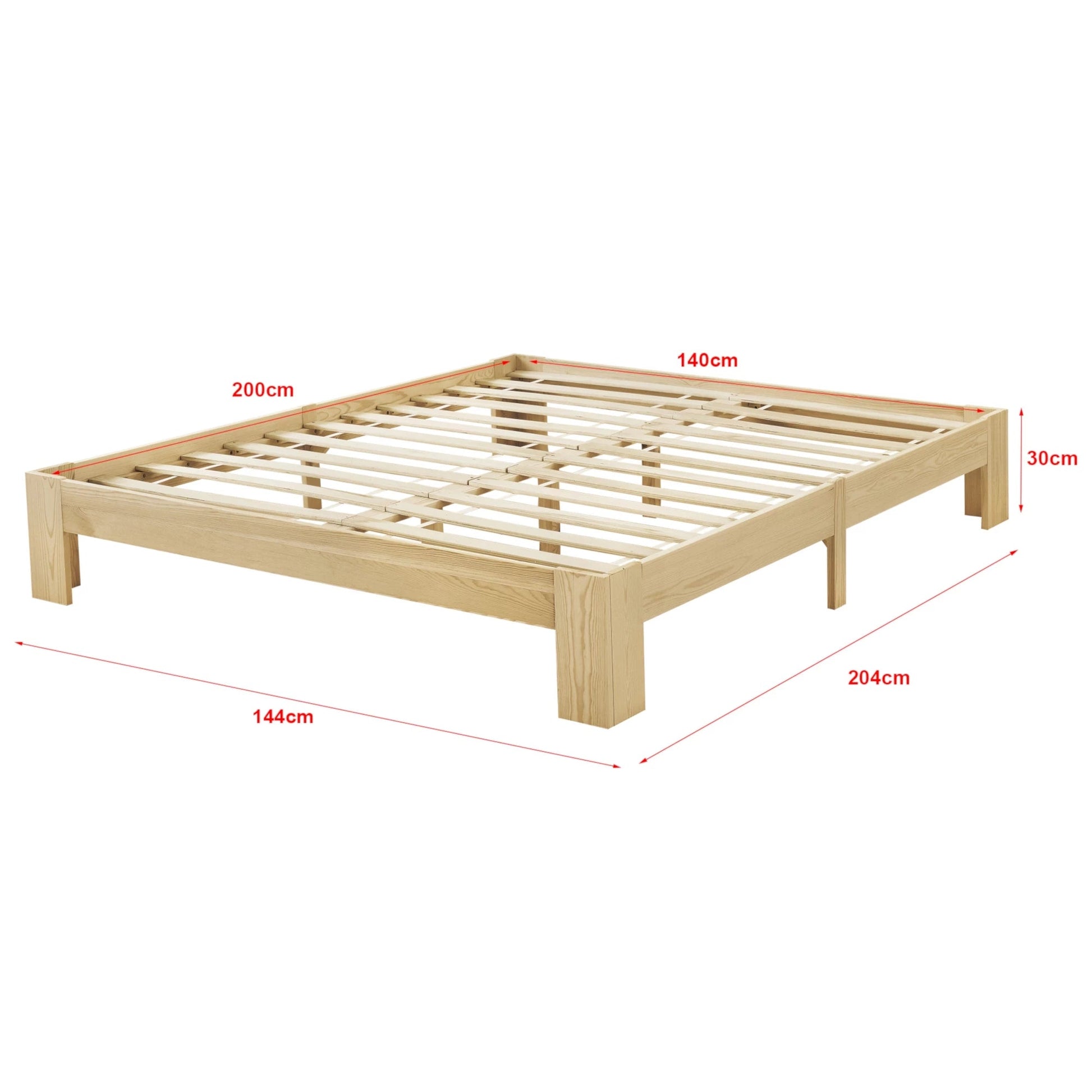 In And OutdoorMatch Houten Bed Kristin - Grenen - Met Bedbodem - 140x200 cm - Houtkleurig - Snelle Montage bed twee personen