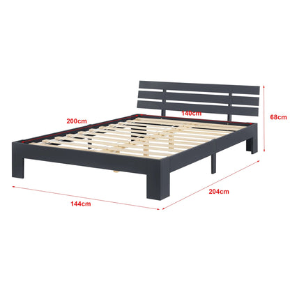 In And OutdoorMatch Houten Bed Napoleon - Grenen - Met Bedbodem - 140x200 cm - Donkergrijs - Snelle Montage bed twee personen