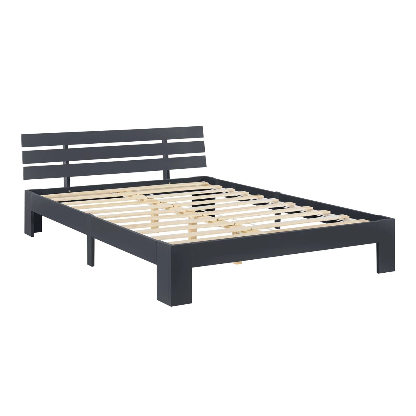 In And OutdoorMatch Houten Bed Napoleon - Grenen - Met Bedbodem - 140x200 cm - Donkergrijs - Snelle Montage bed twee personen