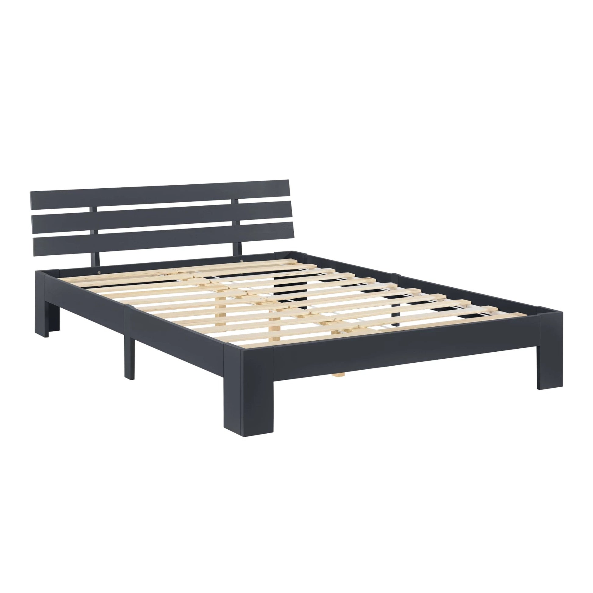 In And OutdoorMatch Houten Bed Napoleon - Grenen - Met Bedbodem - 140x200 cm - Donkergrijs - Snelle Montage bed twee personen
