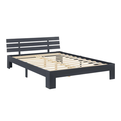 In And OutdoorMatch Houten Bed Napoleon - Grenen - Met Bedbodem - 140x200 cm - Donkergrijs - Snelle Montage bed twee personen