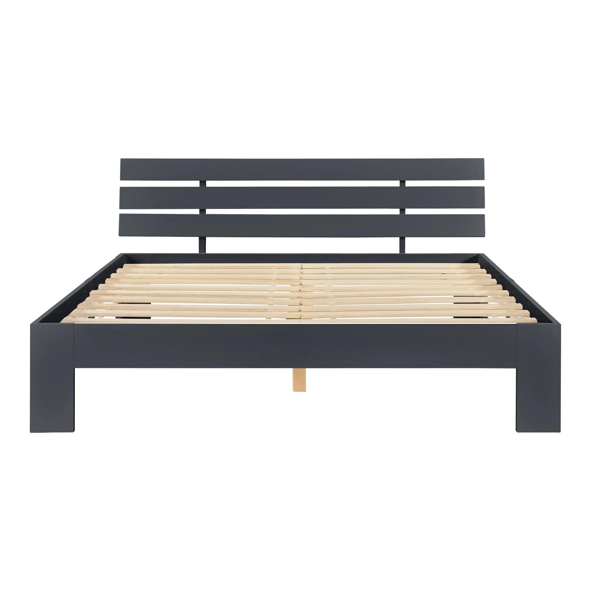 In And OutdoorMatch Houten Bed Napoleon - Grenen - Met Bedbodem - 140x200 cm - Donkergrijs - Snelle Montage bed twee personen