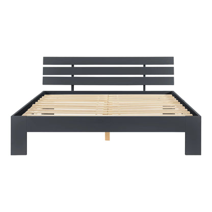 In And OutdoorMatch Houten Bed Napoleon - Grenen - Met Bedbodem - 140x200 cm - Donkergrijs - Snelle Montage bed twee personen