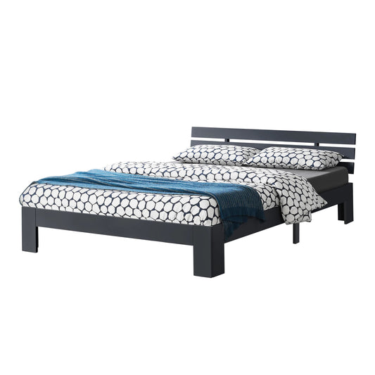 In And OutdoorMatch Houten Bed Napoleon - Grenen - Met Bedbodem - 140x200 cm - Donkergrijs - Snelle Montage bed twee personen