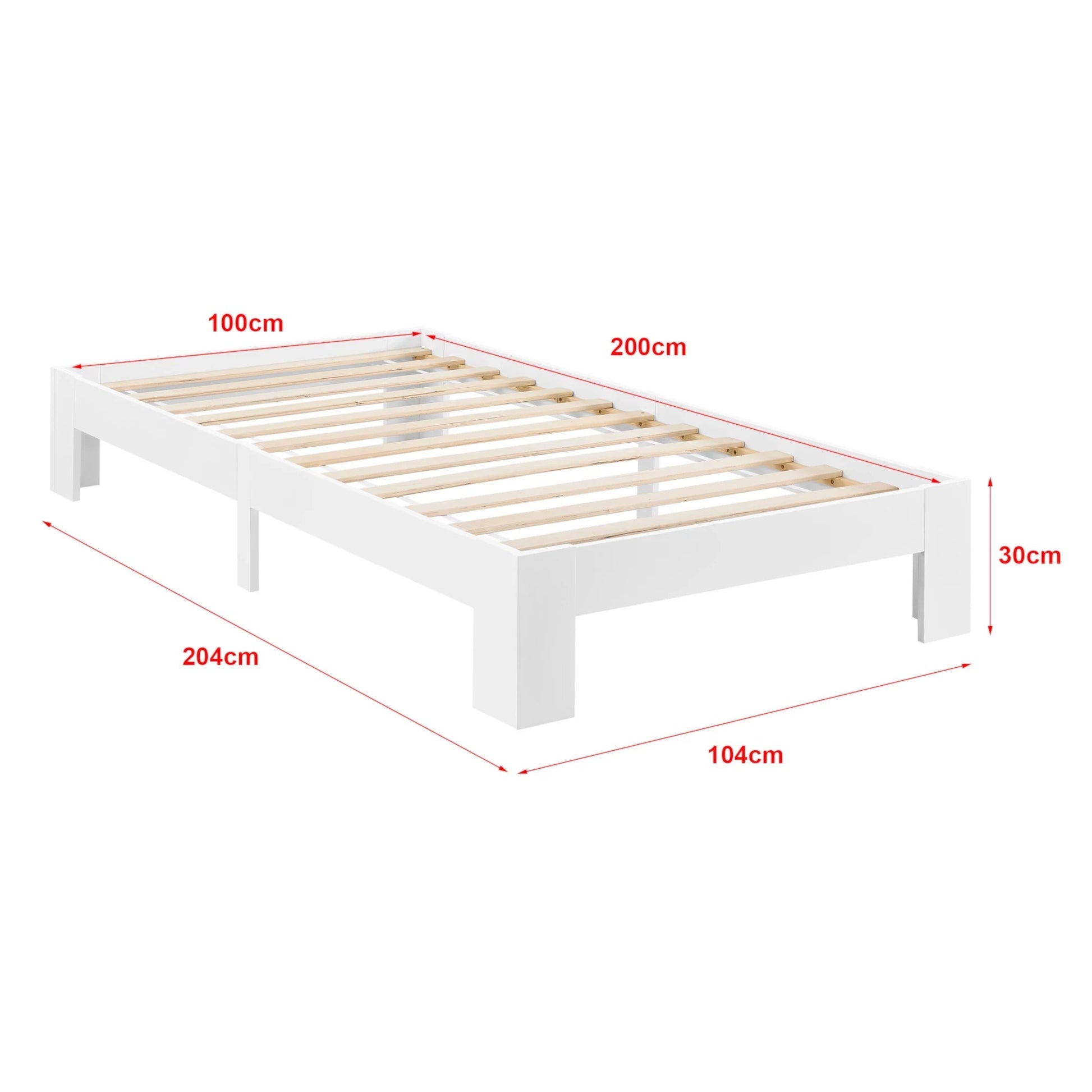 In And OutdoorMatch Houten Bed Robin - Grenen - Met Bedbodem - 100x200 cm - Wit - Snelle Montage Eén persoon slapen