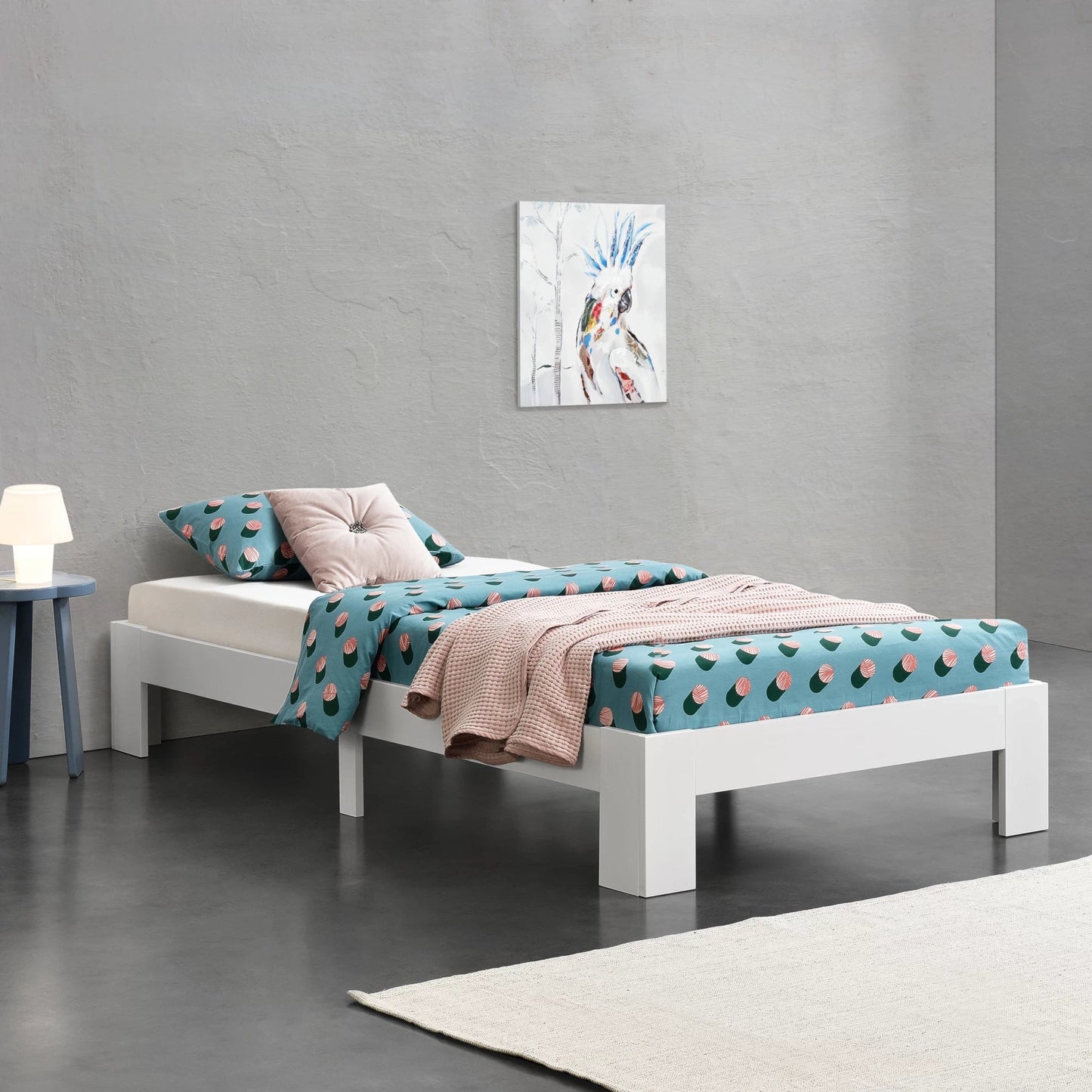 In And OutdoorMatch Houten Bed Robin - Grenen - Met Bedbodem - 100x200 cm - Wit - Snelle Montage Eén persoon slapen