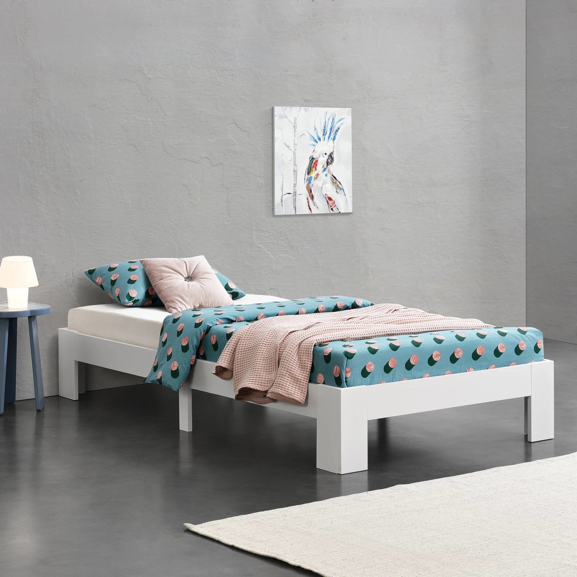 In And OutdoorMatch Houten Bed Robin - Grenen - Met Bedbodem - 100x200 cm - Wit - Snelle Montage Eén persoon slapen
