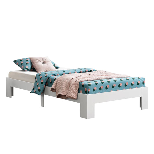 In And OutdoorMatch Houten Bed Robin - Grenen - Met Bedbodem - 100x200 cm - Wit - Snelle Montage Eén persoon slapen