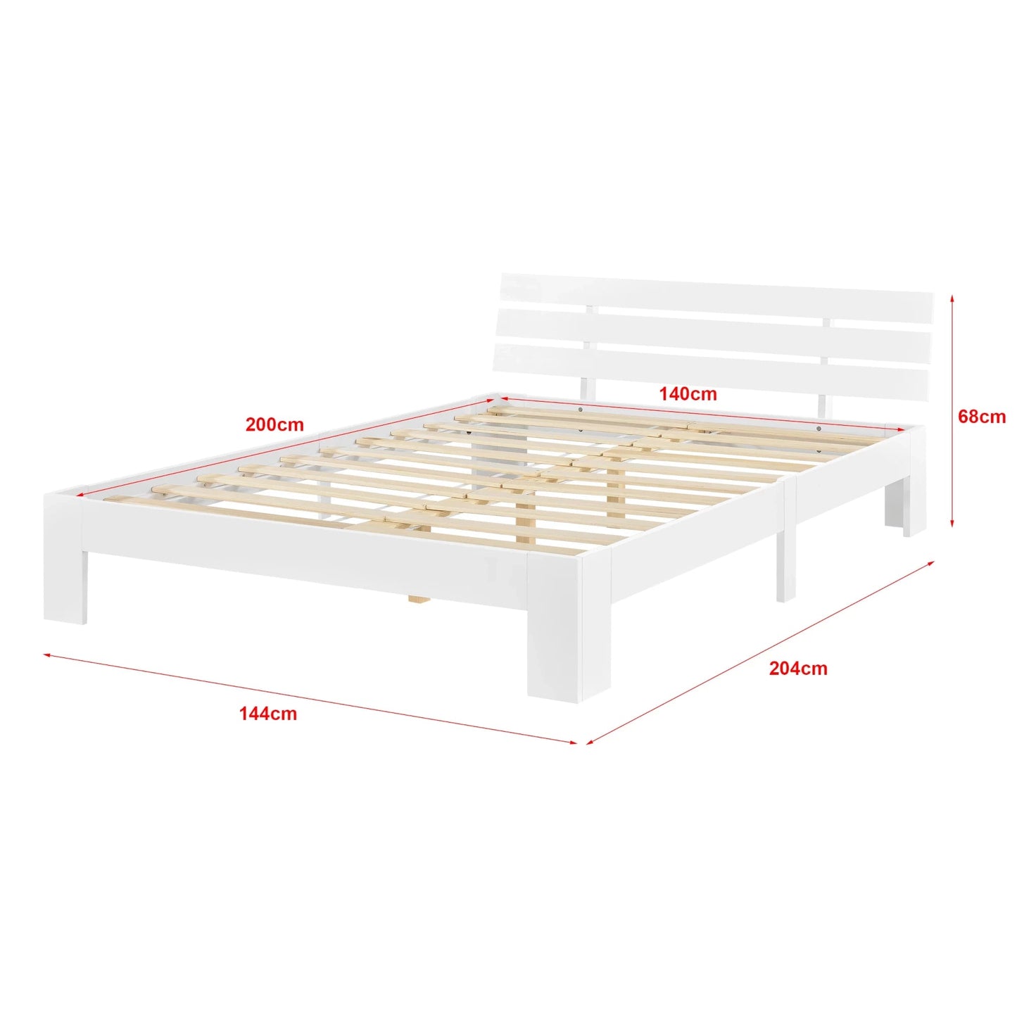 In And OutdoorMatch Houten Bed Romaine - Grenen - Met Bedbodem - 140x200 cm - Wit - Snelle Montage bed twee personen