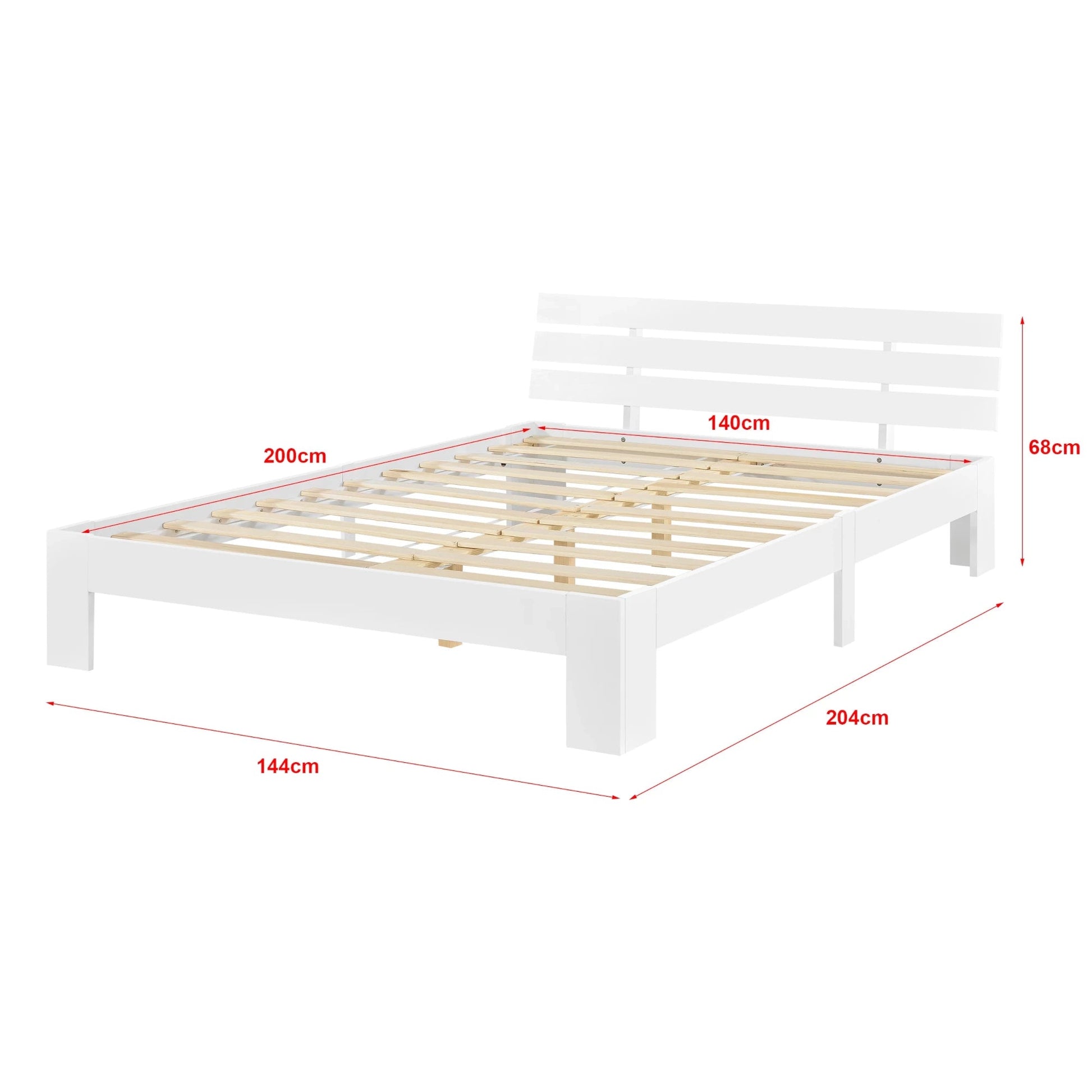 In And OutdoorMatch Houten Bed Romaine - Grenen - Met Bedbodem - 140x200 cm - Wit - Snelle Montage bed twee personen