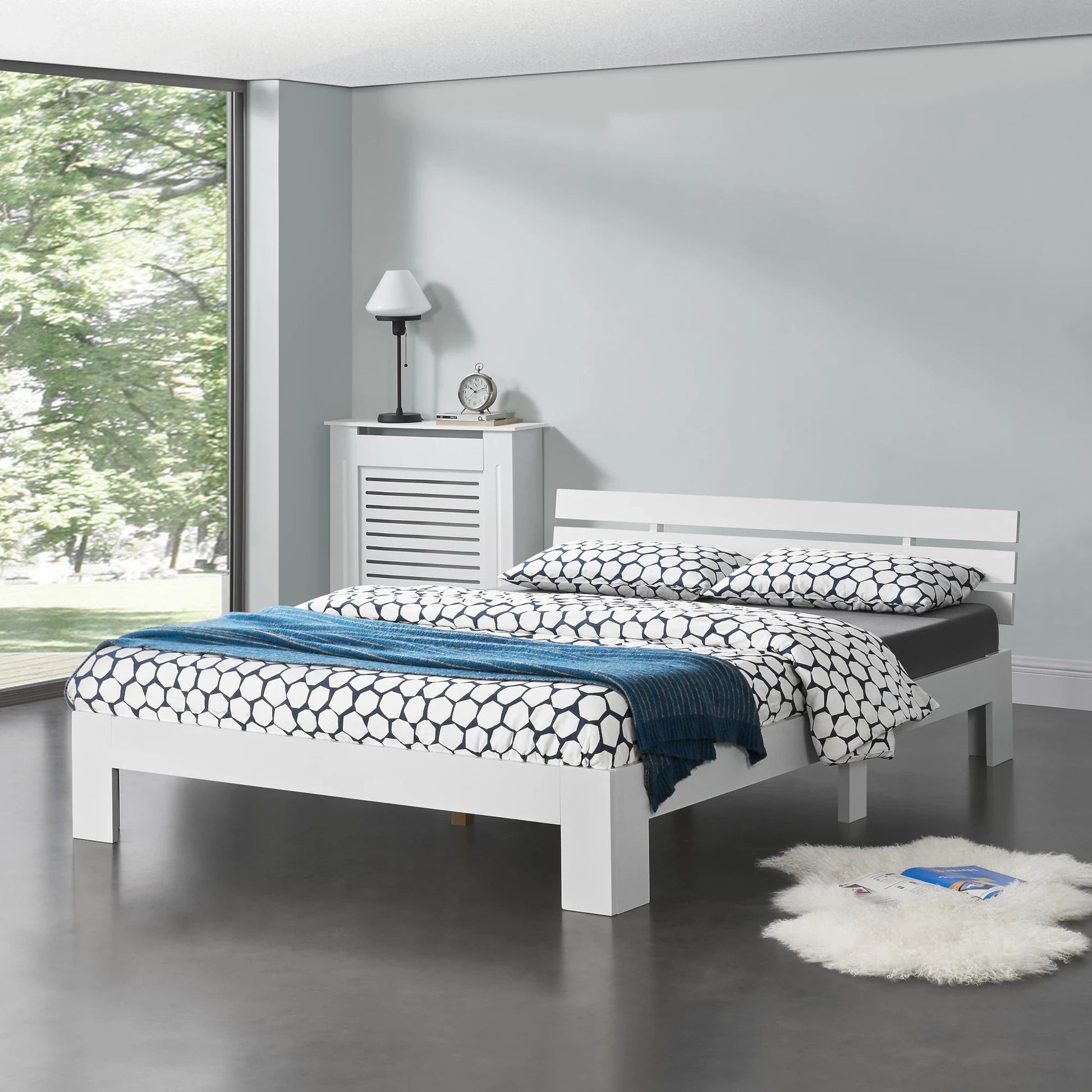 In And OutdoorMatch Houten Bed Romaine - Grenen - Met Bedbodem - 140x200 cm - Wit - Snelle Montage bed twee personen