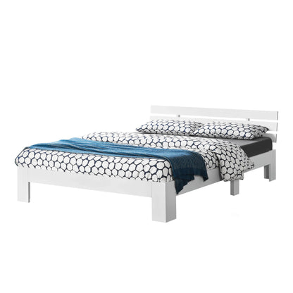 In And OutdoorMatch Houten Bed Romaine - Grenen - Met Bedbodem - 140x200 cm - Wit - Snelle Montage bed twee personen