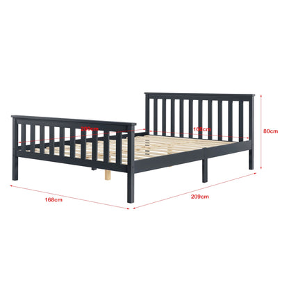 In And OutdoorMatch Houten Bed Wilton - Met Bedbodem - 160x200 cm - Donkergrijs - Snelle Montage bed twee personen