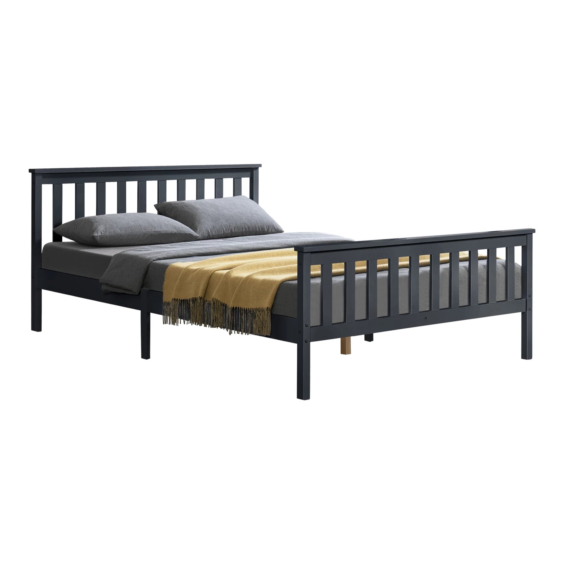 In And OutdoorMatch Houten Bed Wilton - Met Bedbodem - 160x200 cm - Donkergrijs - Snelle Montage bed twee personen