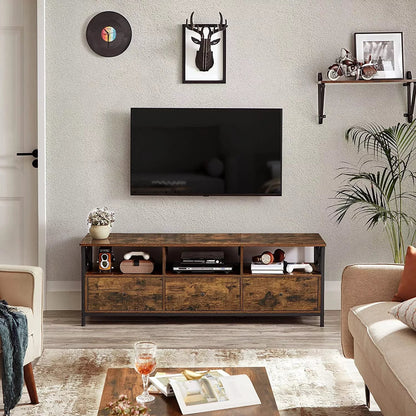 In And OutdoorMatch Kast Jose - Voor Reys tot 65 inch - Met 3 Laden - 147x40x50cm - Industrieel Design - Stalen Frame - Vintage Bruin/Zwart TV-meubel